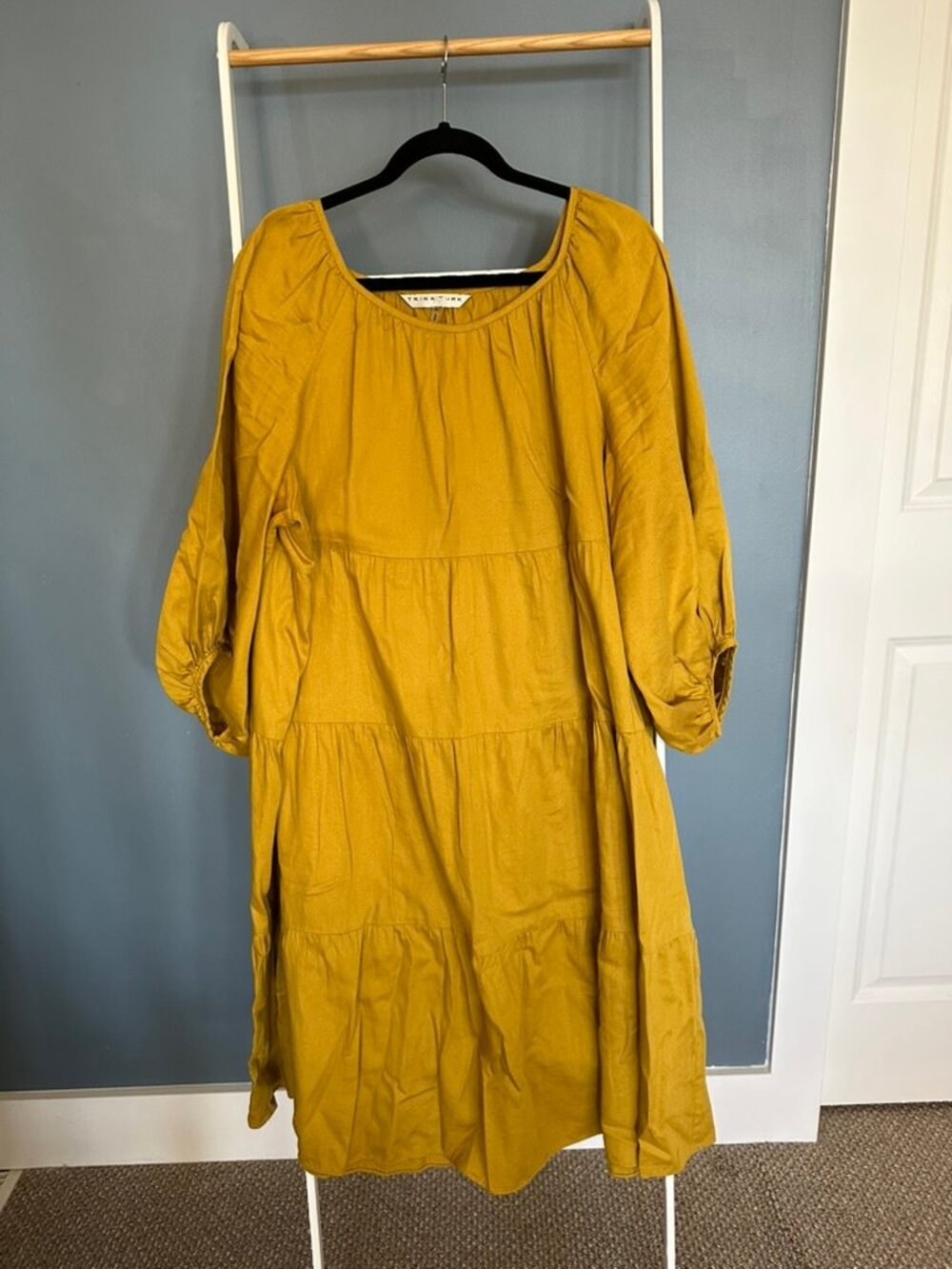 Trina Turk Cassia Tiered Midi Dress Mustard XXL